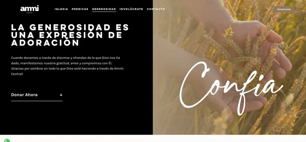 Sección de generosidad y donaciones de Ammi Central