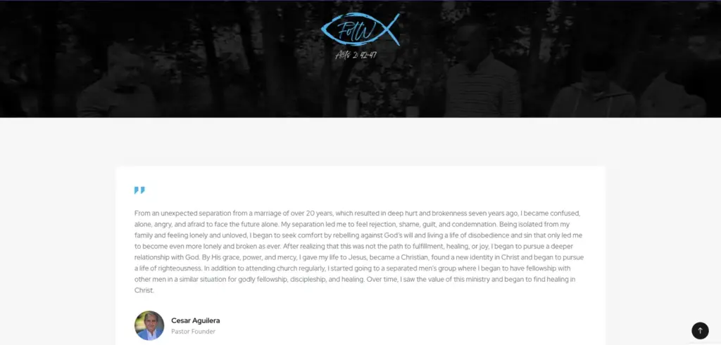 Sección de testimonios de Followers of the Way