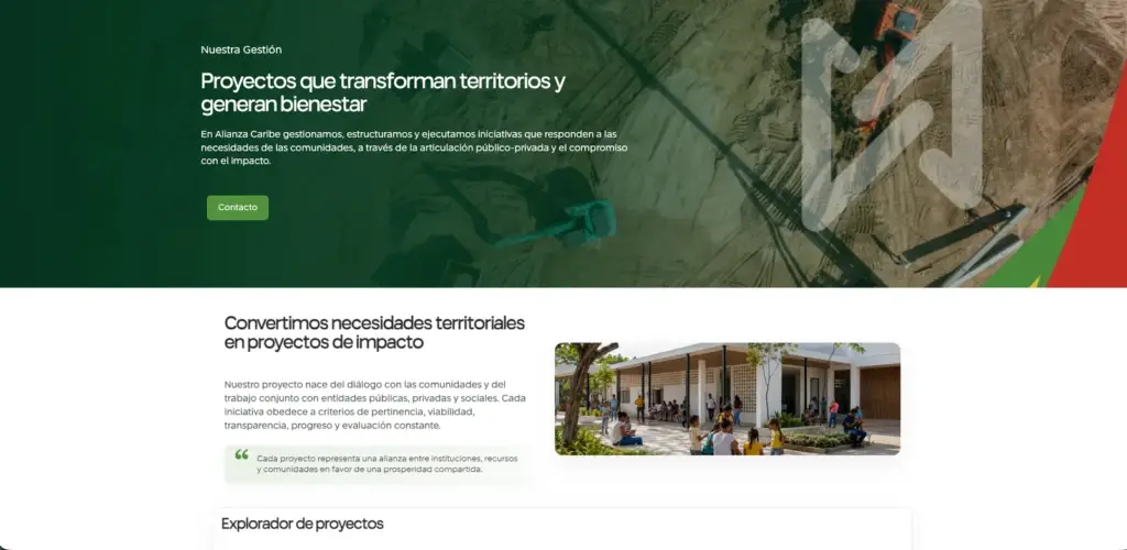 Sección de proyectos del Fondo Mixto Alianza Caribe