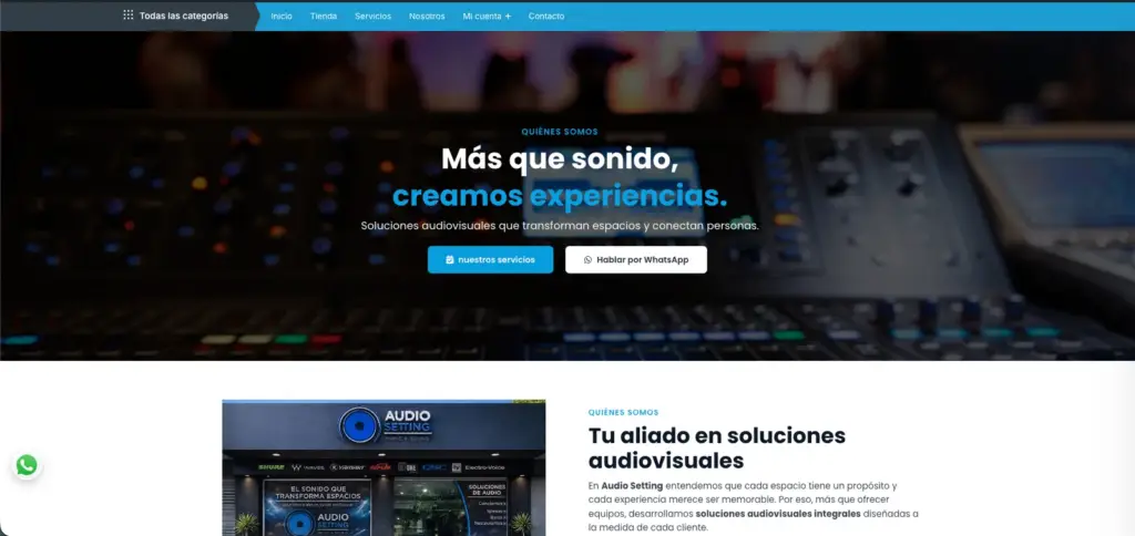 Página Nosotros de Tienda Audio Setting