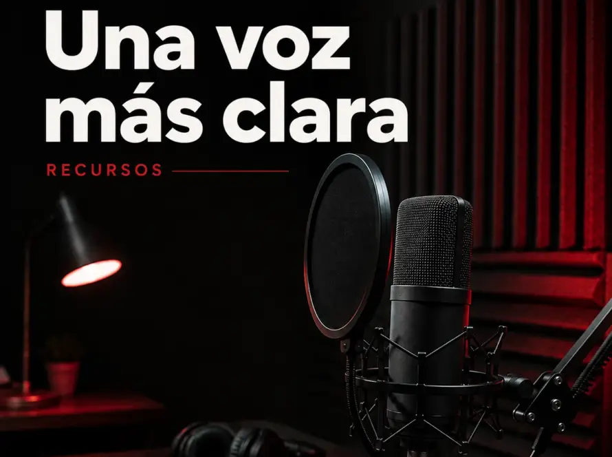 Micrófono con filtro antipop preparado para grabar una voz en casa
