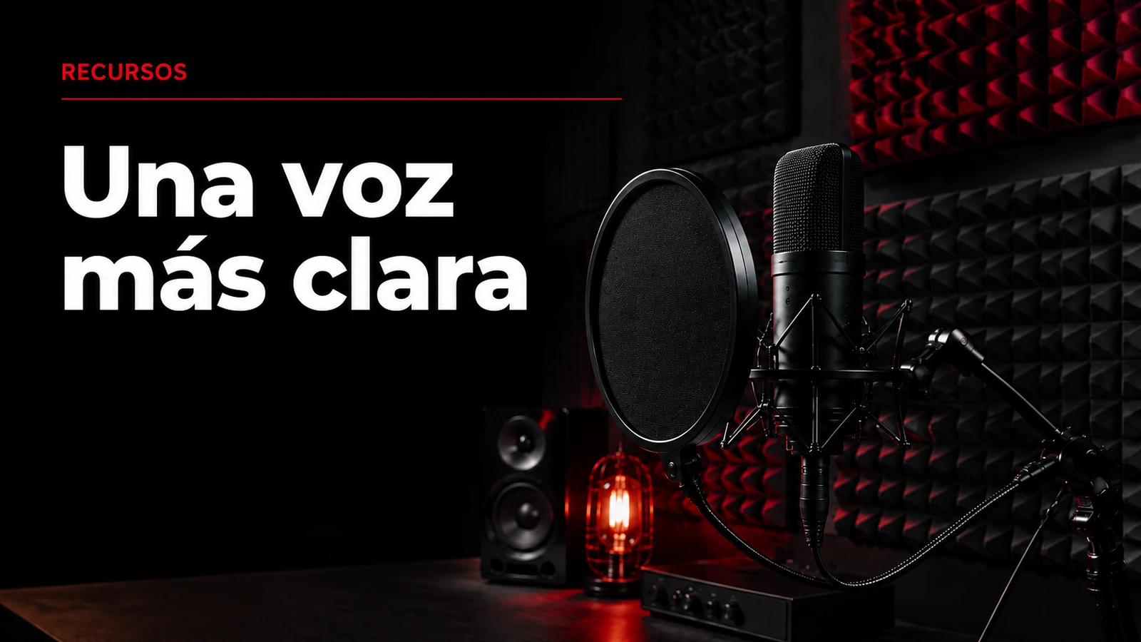 Micrófono con filtro antipop preparado para grabar una voz en casa