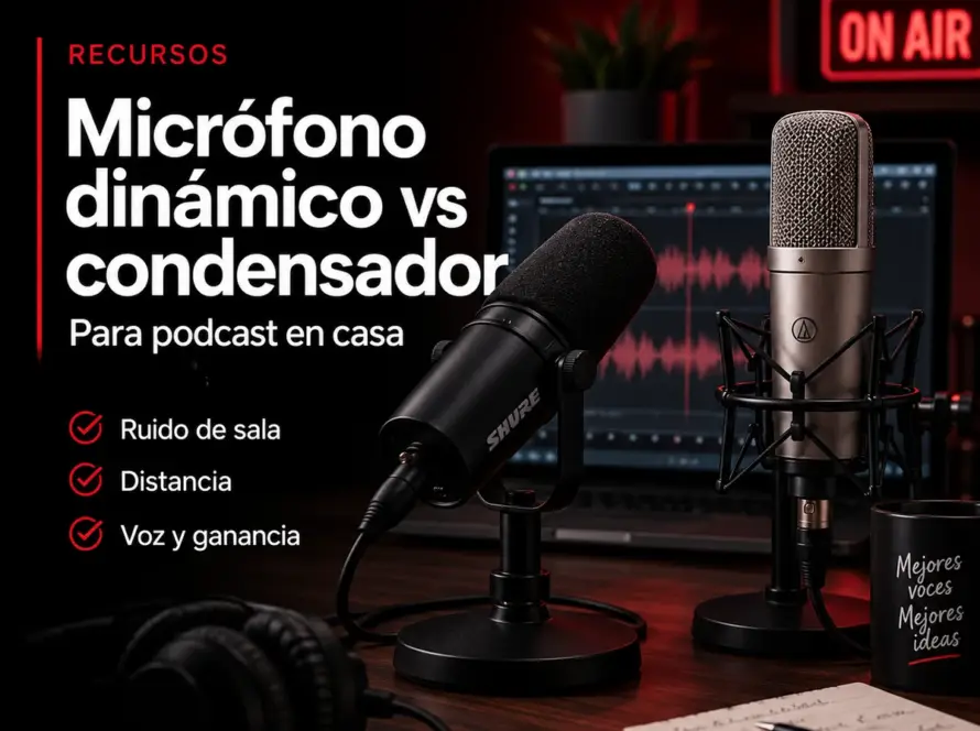 Micrófono dinámico vs condensador para podcast en casa